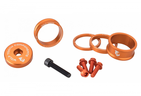 Wolf-tooth Kit De Personnalisation Wolf Tooth Anodized Color Kit (Entretoises De Direction Capot De Direction Vis De Porte-Bidon) Orange